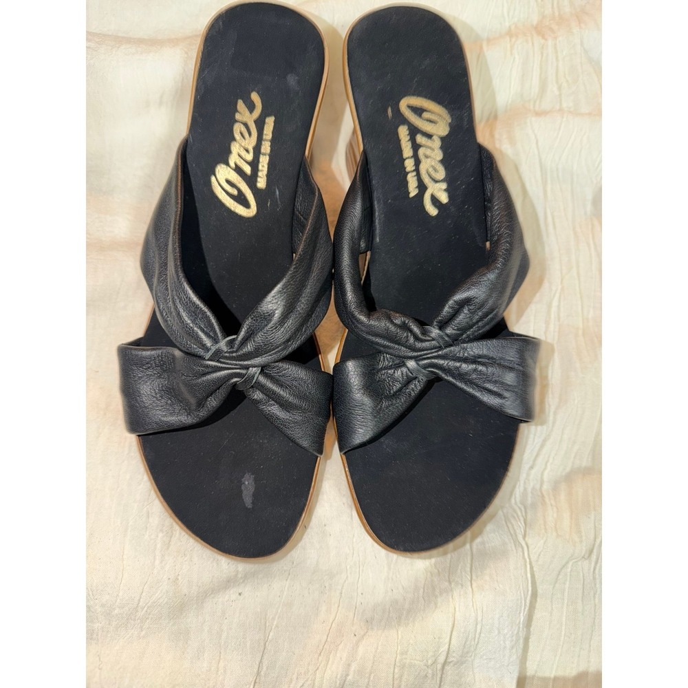 Onex Women's Sail wedge sandals in black leather